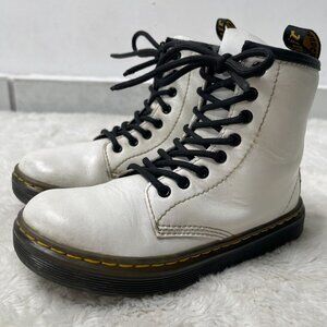 Dr. Martens Kids White Zavala J Lace Up Boots Leather Shoes Size 13